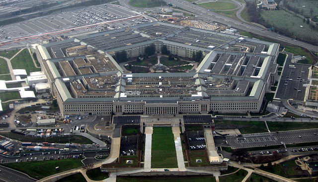 An overhead view of The Pentagon in 2008.