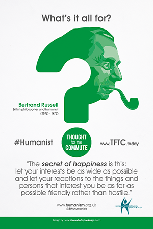 One of the posters featuring quotes and reflections from prominent British humanists.