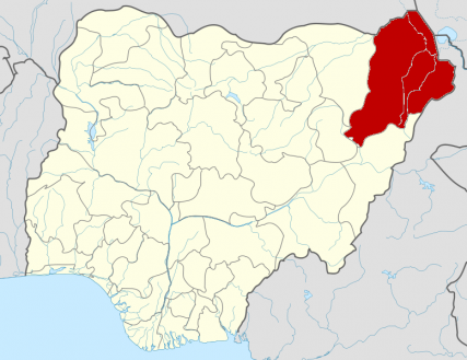 Map of Borno State in Nigeria.