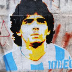 Graffiti of soccer star Diego Maradona in Buenos Aires. Image courtesy of meunierd via Shutterstock. 