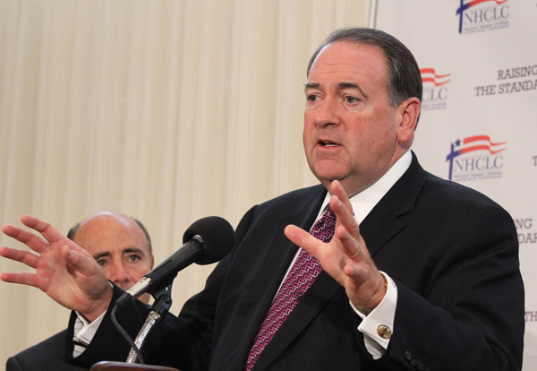 Former Arkansas Gov. Mike Huckabee, shown here in August 2014, warned Iowa evangelicals in April that Christianity was being 