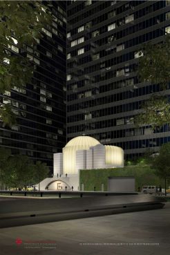 The new St. Nicholas Greek Orthodox Church, in this rendering, will overlook the 9/11 Memorial. Photo courtesy of the Saint Nicholas National Shrine at the World Trade Center