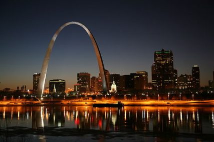 A view of St. Louis, Mo., at night.