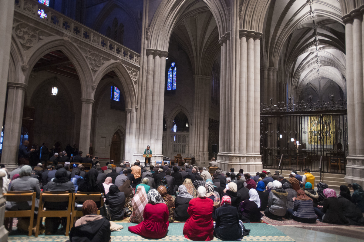 The Washington National Cathedral invited Muslims to lead their own prayers at the cathedral for the first time Friday (Nov. 14, 2014). Photo courtesy of Lisa Helfert/Washington National Cathedral