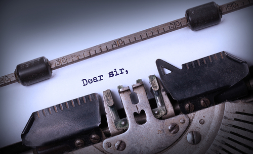 A letter written by typewriter. 