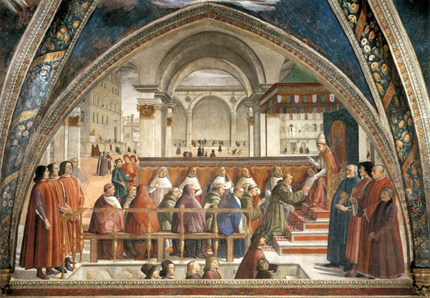 Pope Honorius III confirms St. Francis' rule, by Ghirlandaio