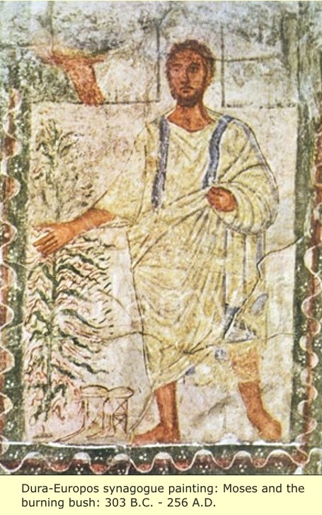 Moses at the burning bush, painting from Dura-Europos synagogue