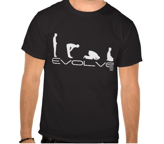 “Evolve” Muslim prayer T-shirt.