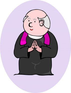 Comic illustration of a priest.