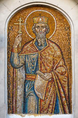 Mosaic of St. Prince Vladimir. Orthodox church in Sevastopol Ukraine