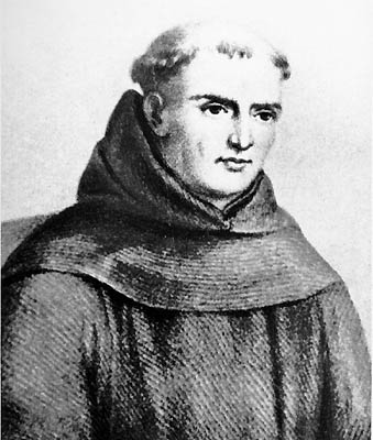 Oil painting of Father Junípero Serra from the 1700s.