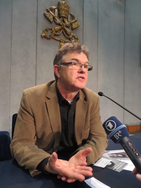 Peter Saunders of Great Britain is a member of the Pontifical Commission for the Protection of Minors. Saunders, who was abused by priests as a boy, spoke at a Feb. 7 news conference at the Vatican on Pope Francis' efforts to hold bishops accountable for abusers. 