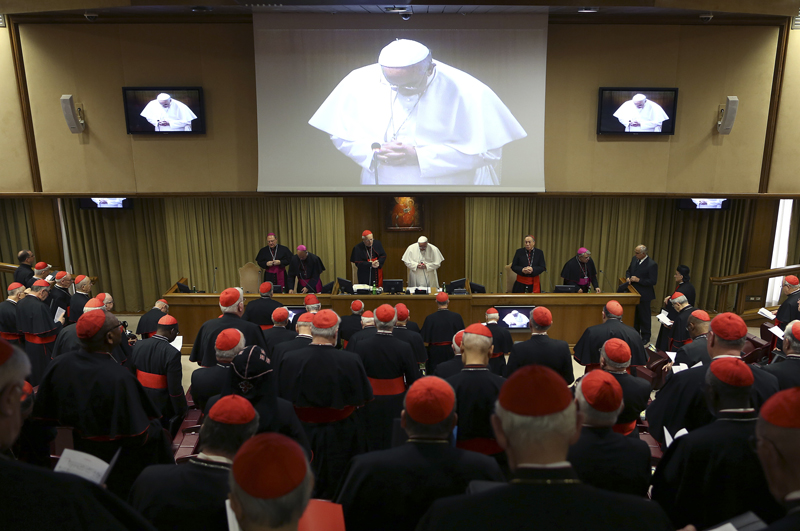 Pope Francis leads a consistory to name 20 new cardinals at the Vatican on February 12, 2015. Photo courtesy of REUTERS/Alessandro Bianchi  
*Editors: This photo may only be republished with RNS-POPE-REFORM, originally transmitted on February 12, 2015 or RNS-POPE-REFORM, originally transmitted on March 9, 2015.