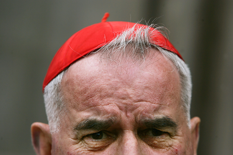 Cardinal Keith O'Brien, in a 2007 file photo, outside St.Mary's Cathedral in Edinburgh, Scotland. Photo courtesy of Reuters/David Moir.  *Editors: This photo can only be used with RNS-OBRIEN-RESIGN, originally transmitted on March 20, 2015.