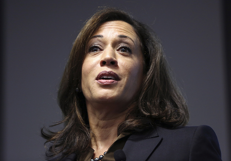 California Attorney General Kamala Harris speaks at the Facebook headquarters in Menlo Park, Calif., on February 10, 2015. Photo courtesy of REUTERS/Robert Galbraith
*Editors: This photo can only be republished with RNS-CALIF-GAYS, originally transmitted on March 26, 2015.