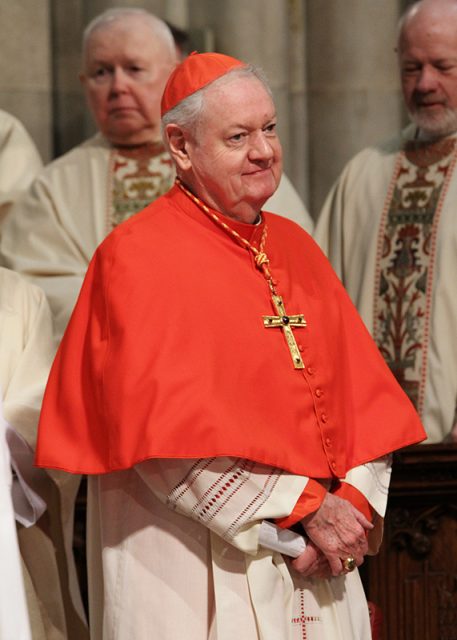 Cardinal Edward M. Egan, retired archbishop of New York, is seen during the 2014 St. Patrick's Day Mass at St. Patrick's Cathedral in New York City. Religion News Service photo by Gregory A. Shemitz