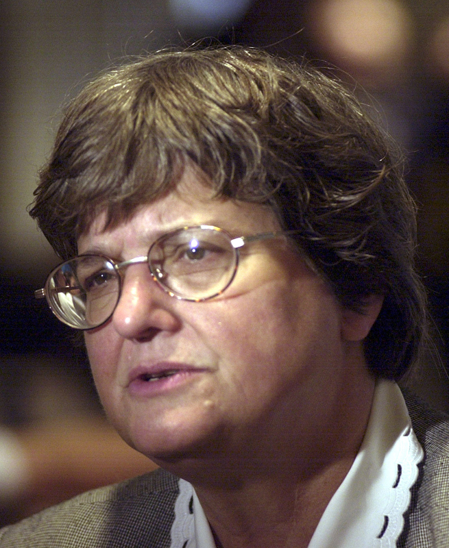 Sr. Helen Prejean ponders an interviewer's question at the National Coalition to Abolish the Death Penalty Conference at the Radisson Hotel in downtown Chicago on Saturday, Oct 26, 2002. Photo courtesy of REUTER/Judy Fidkowski           *Editors: This photo may only be republished with RNS-PREJEAN-TSARNAEV, originally transmitted on May 11, 2015.        
