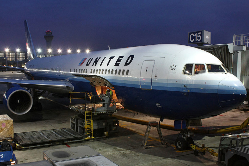 A United Airlines plane gets loaded in Chicago.