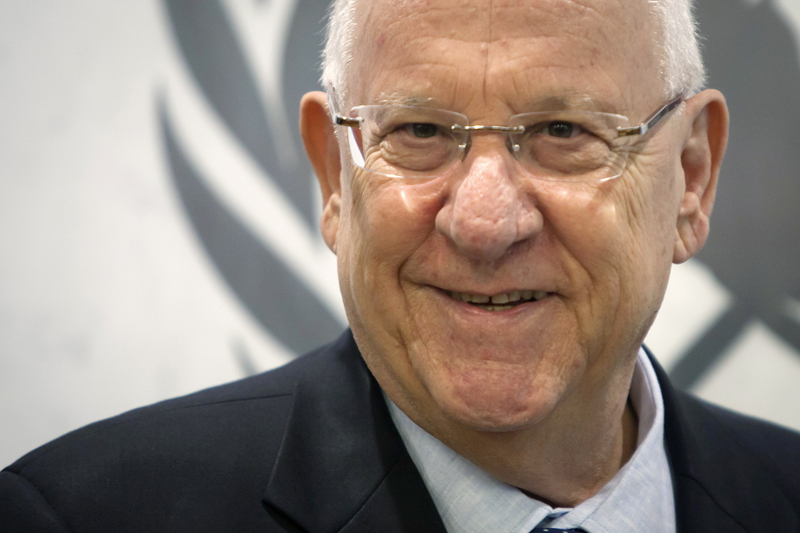 Israeli President Reuven Rivlin smiles during a photo opportunity with United Nations Secretary General Ban Ki-moon (not seen) in the Manhattan borough of New York on January 26, 2015. Photo courtesy of REUTERS/Carlo Allegri  
*Editors: This photo may only be republished with RNS-CONSERVATIVE-ISRAEL, originally transmitted on June 8, 2015.