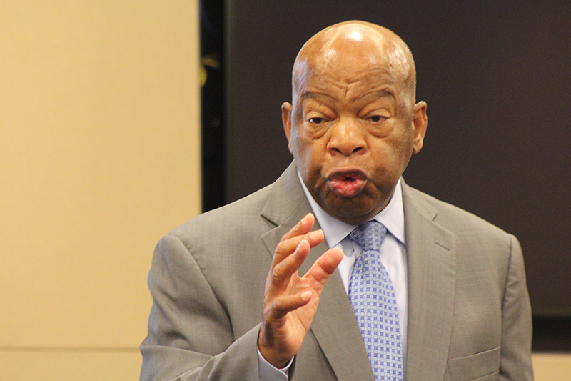 Civil rights veteran and Congressman John Lewis speaks about changes in the Voting Rights Act on June 25, 2015, in Washington. RNS photo by Adelle M. Banks