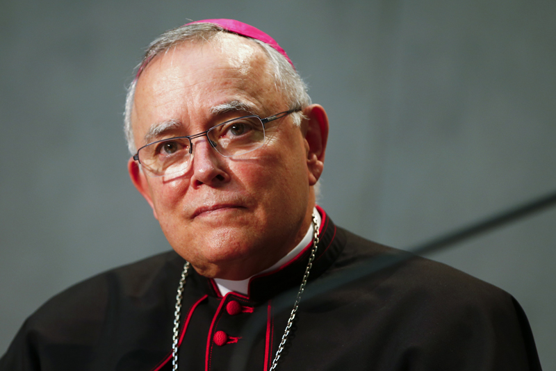 Archibishop of Philadelphia Charles Joseph Chaput attends a news conference at the Vatican on September 16, 2014. Photo courtesy of REUTERS/Tony Gentile  *Editors: This photo may only be republished with RNS-LITURGIST-RESIGN, originally transmitted on June 2, 2015.
