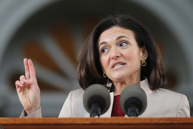 Facebook's COO Sheryl Sandberg delivers the Class Day address at Harvard University in Cambridge, Massachusetts on May 28, 2014, one day ahead of Commencement Exercises at the university. Photo courtesy of REUTERS/Brian Snyder
*Editors: This photo may only be republished with RNS-SANDBERG-SPLAINER, originally transmitted on June 3, 2015.