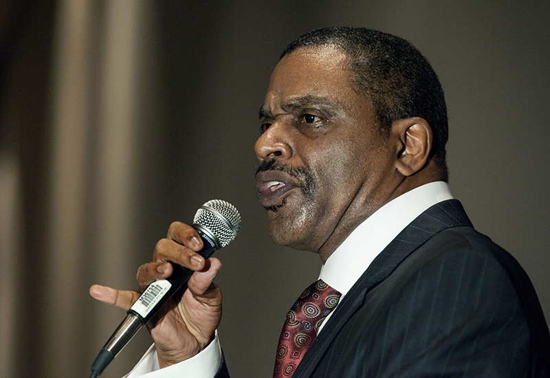 K. Marshall Williams, 2014 president of the National African American Fellowship, speaks at an NAAF banquet on June 15, 2015, at the Greater Columbus Convention Center. Williams is pastor of Nazarene Baptist Church in Philadelphia, Pa. Photo by Matt Miller, courtesy of Baptist Press