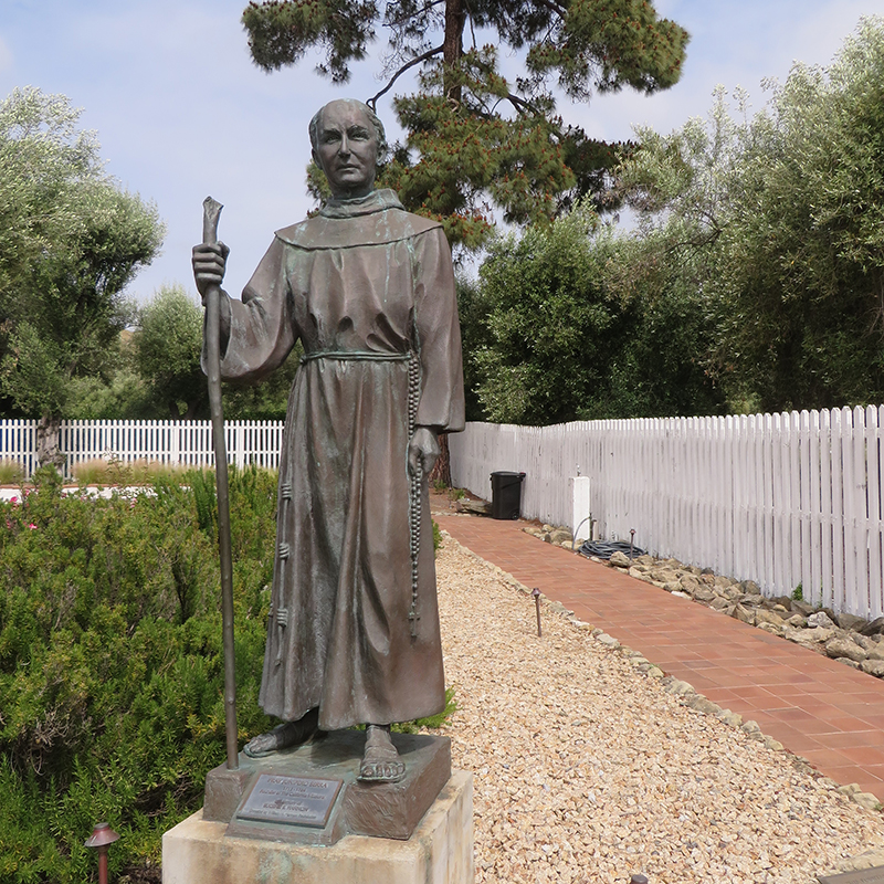 Statue of Junipero Serra, the 18th-century Spanish priest and founder of the California Missions, taken May 17, 2015 in a garden at the Mission San Jose in Fremont, Calif. Religion News Service photo by Adelle M. Banks