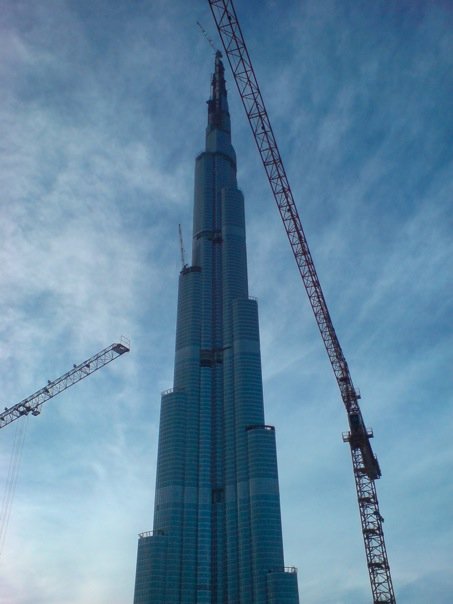 The Burj Khalifa, now the world's tallest building, still under construction in 2008. 