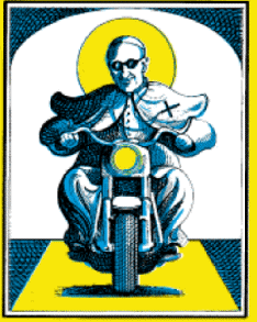 Pope Francis on his Harley, by Stephen Alcorn