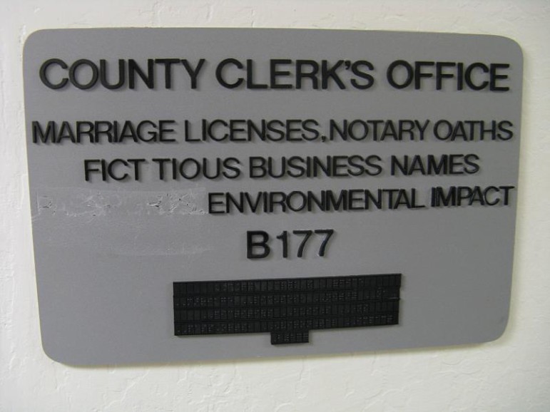 County clerk office sign. Photo by Steven Damron via Flickr Creative Commons. https://www.flickr.com/photos/sadsnaps/2995950346/