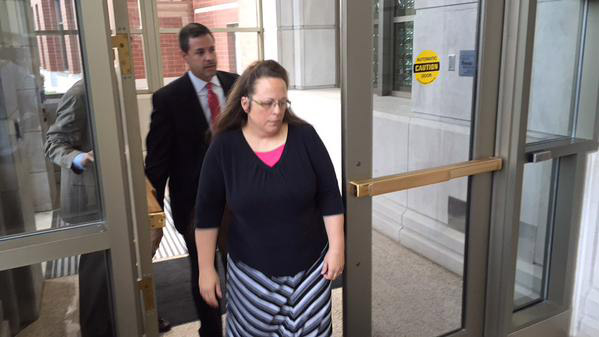 Rowan County Clerk Kim Davis appearing at the Federal Courthouse in Covington. Photo by Mike Wynn, The (Louisville, Ky.) Courier-Journal.