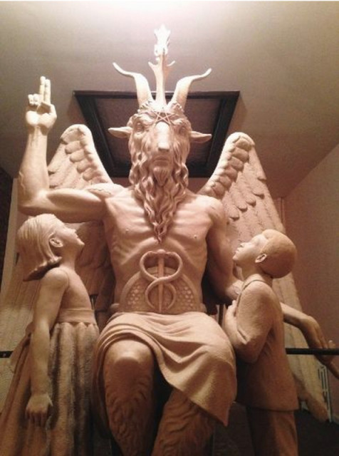The Satanic Temple's template for a statue of Baphomet is pictured in this undated handout photo obtained by Reuters June 27, 2014. REUTERS/The Satanic Temple/Handout
