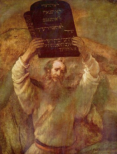 Rembrandt, Moses Breaking the Tablets containing the Ten Commandments