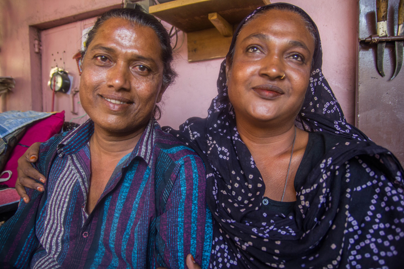 Hijras Shilpa and Joya are chelas or students of Shobha Masi. They have lived in this small ghetto of Ahmedabad since they were young girls. Photo taken on March 19, 2015. Religion News Service photo by Yasmine Canga-Valles