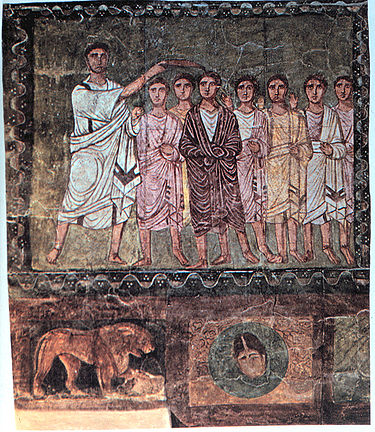 Samuel anoints David, Dura-Europos, 3rd century C.E.