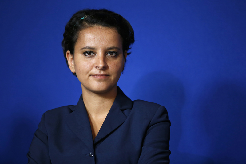 French Education Minister Najat Vallaud-Belkacem attends the first forum of the newly-created communication board to discuss French Islam at the Interior Ministry in Paris, France, on June 15, 2015. Photo courtesy of REUTERS/Benoit Tessier  *Editors: This photo may only be republished with RNS-FRANCE-PORK, originally transmitted on August 13, 2015.