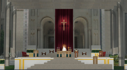 Stage rendering for the Pope's mass at the Basilica of the National Shrine of the Immaculate Conception. - Image courtesy of Showcall