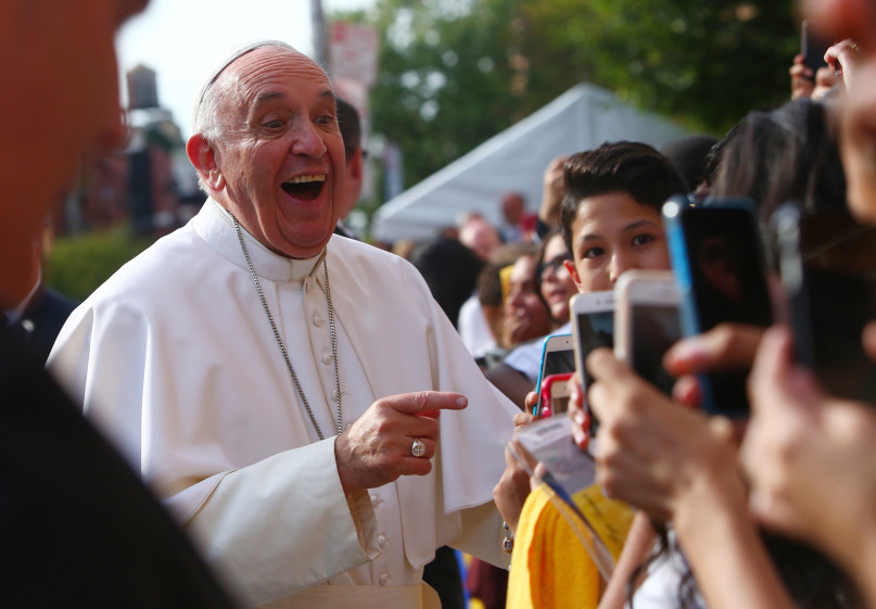 Pope Francis arrives at Our Lady Queen of Angels School in East Harlem, in New York, on September 25, 2015. Pope Francis is on a five-day trip to the USA, which includes stops in Washington DC, New York and Philadelphia, after a three-day stay in Cuba. Photo courtesy of REUTERS/Eric Thayer/New York Times/POOL