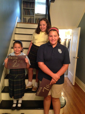First day of school for Olivia, Victoria, and Isabella Coppola. Photo courtesy of Lisa Coppola