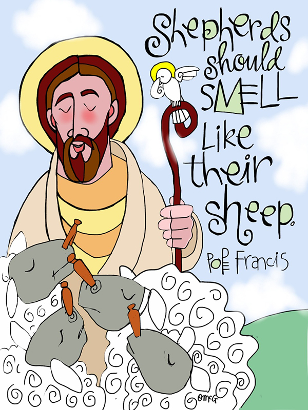Catholic artist Br. Mickey McGrath's latest book, "Dear Young People," was inspired by the quotes of Pope Francis, such as "Shepherds should smell like their sheep." Photo courtesy of Michael O'Neill McGrath.