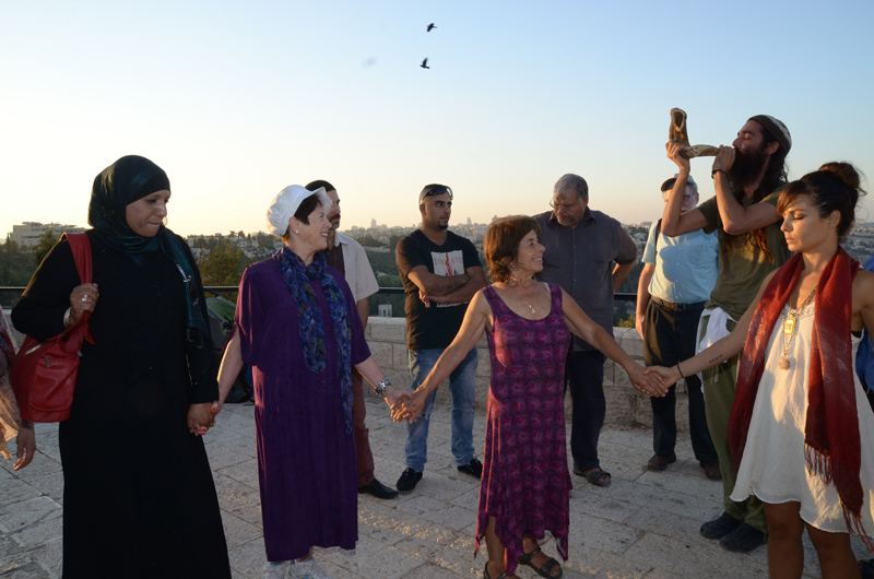 Two dozen people of various faiths gathered on Sept. 21, 2015 for a meeting and interfaith peace walk between the eastern and western parts of Jerusalem. Photo courtesy of The Abrahamic Reunion