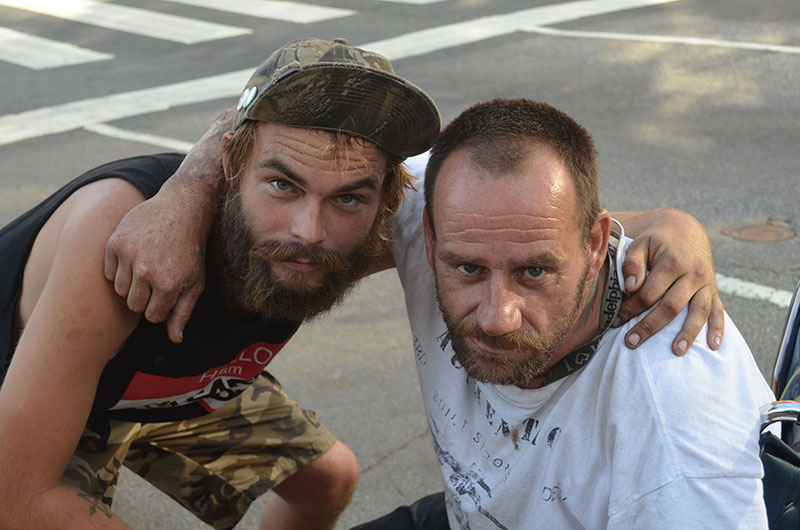 Dan Messing, left, and Joe McGraw are homeless in Philadelphia. Religion News Service photo by Alex Jacobi