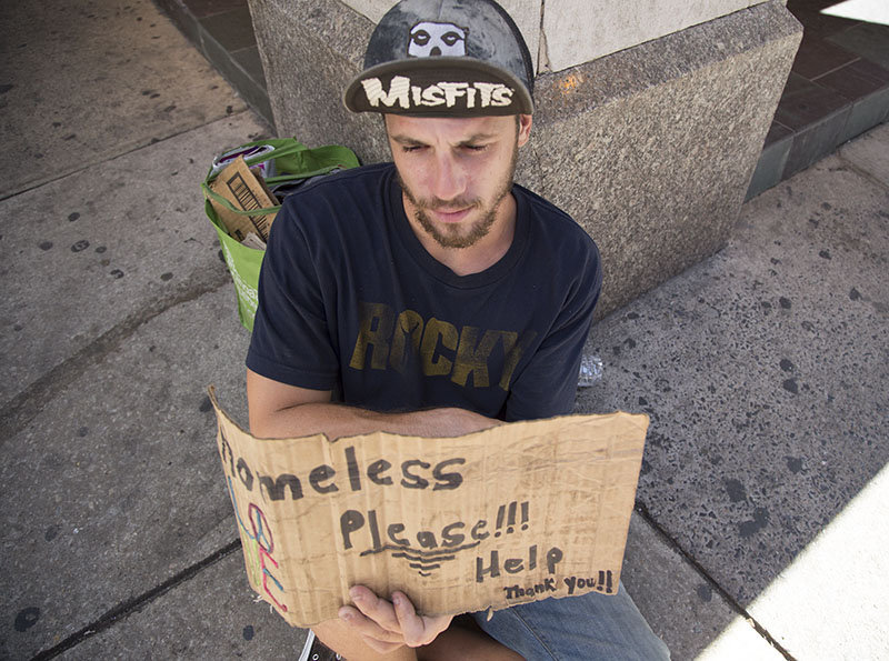 John Scott, originally from New Jersey, has been living on the streets of Philadelphia for over a year, as the city prepares for the arrival of Pope Francis. Religion News Service photo by Sally Morrow