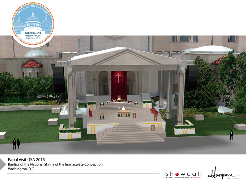 Illustration of the Basilica of the National Shrine of the Immaculate Conception. Photo courtesy of Showcall, Inc.