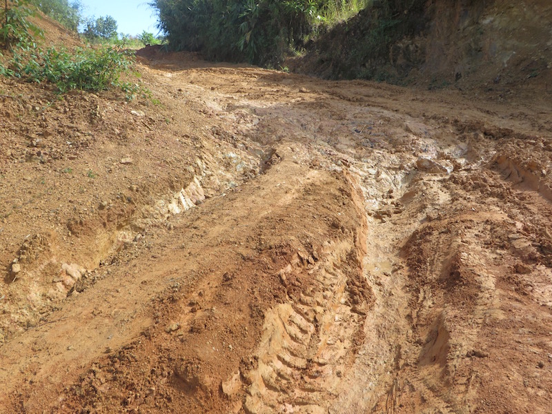 Ravaged roads in Shan State, Northern Myanmar, on Nov. 8, 2014 RNS photo by Brian Pellot.