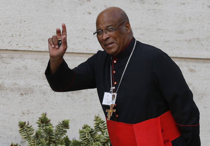 Cardinal Wilfrid F. Napier of Durban, South Africa, arrives for the morning session of the extraordinary Synod of Bishops on the family at the Vatican Oct. 14. Photo courtesy CNS/Paul Haring