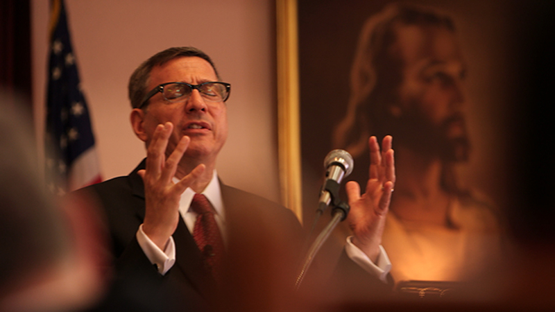 Rob Schenck preaches in a scene from "The Armor of Light." Photo by Jeff Hutchens, courtesy of Fork Films