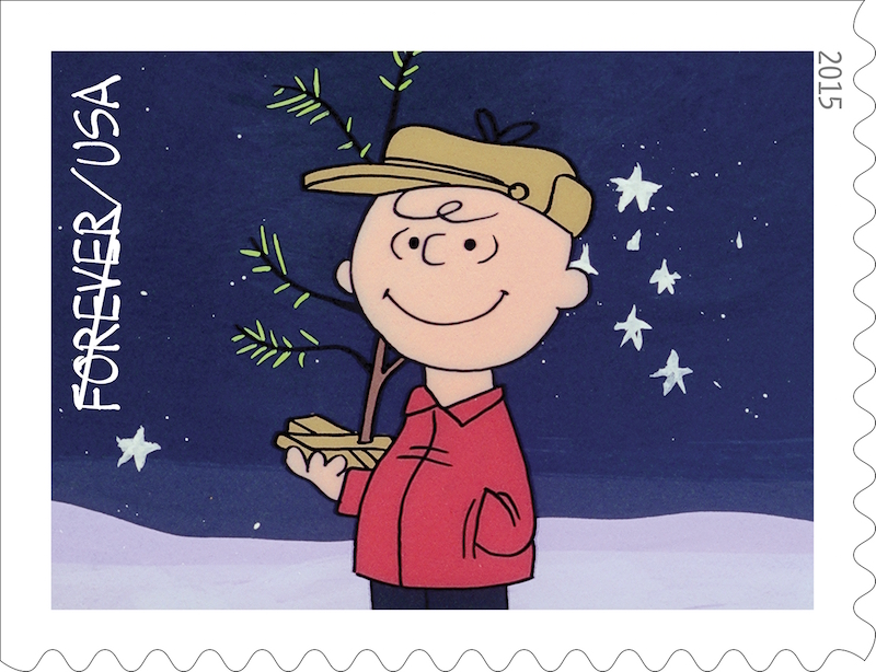 Charlie Brown Christmas Forever Stamps. Photo courtesy U.S. Postal Service, copyright 2015 USPS.