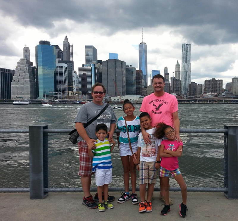 Left to right, Ric, Morgan, Alex, Riley, Paul, and Kyleigh at the Brooklyn Bridge Park in 2013. Photo courtesy of the Sautter-Walkers